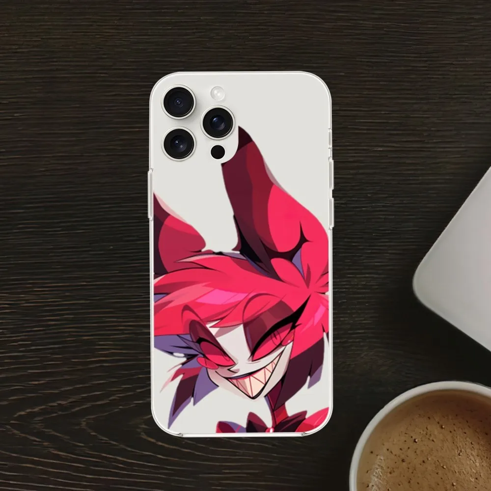 H-Hazbin Cartoon Hotels Phone Case For iPhone Mini 11 12 13 14 Pro 15 Pro XS Max X Plus SE xr Transparent Shell