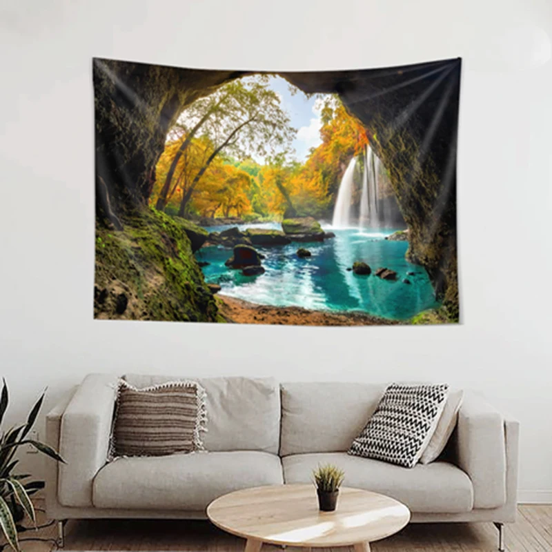 Big Tapestry Wall Hanging Natural Forest Printed Large Boho Decoration Home  Hippie Bedroom Room Mandala Sundown Art Ornaments