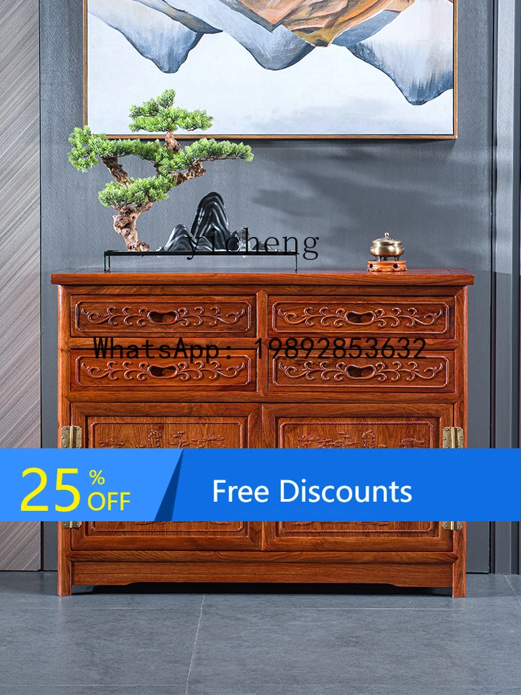 

dining side cabinet new Chinese solid wood porch bucket cabinet storage red sandalwood tea cabinet