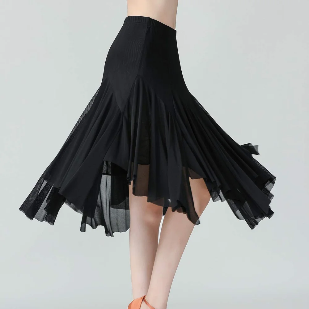 The New Mesh Midi Skirt Has Elastic Outdoor Ballroom Dance Square Dance Skirt Lined With Fitness Beauty Dance Sports Wear