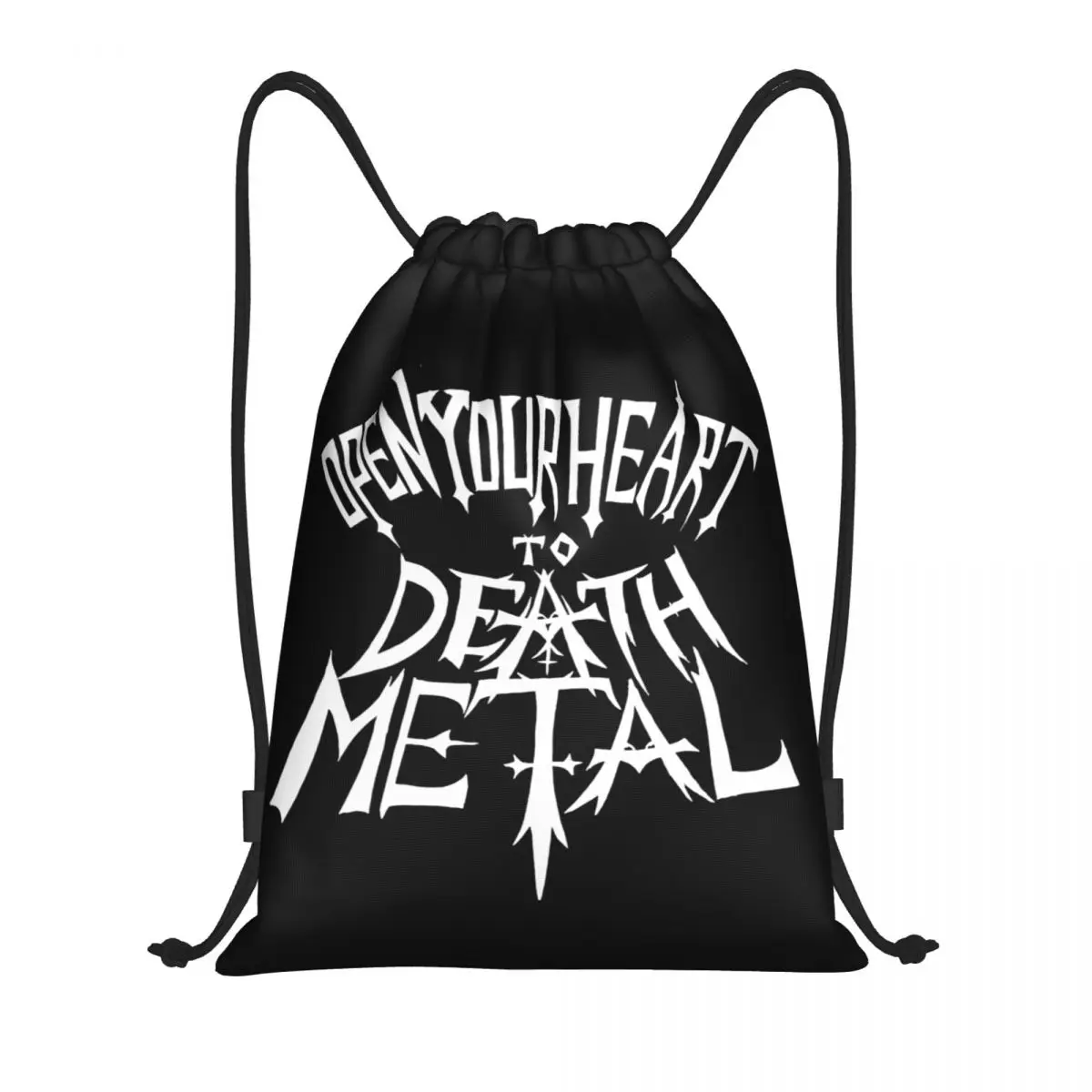 Custom Open Your Heart To Death Metal Drawstring Backpack Bags Men Women Lightweight Gym Sports Sackpack Sacks for Training