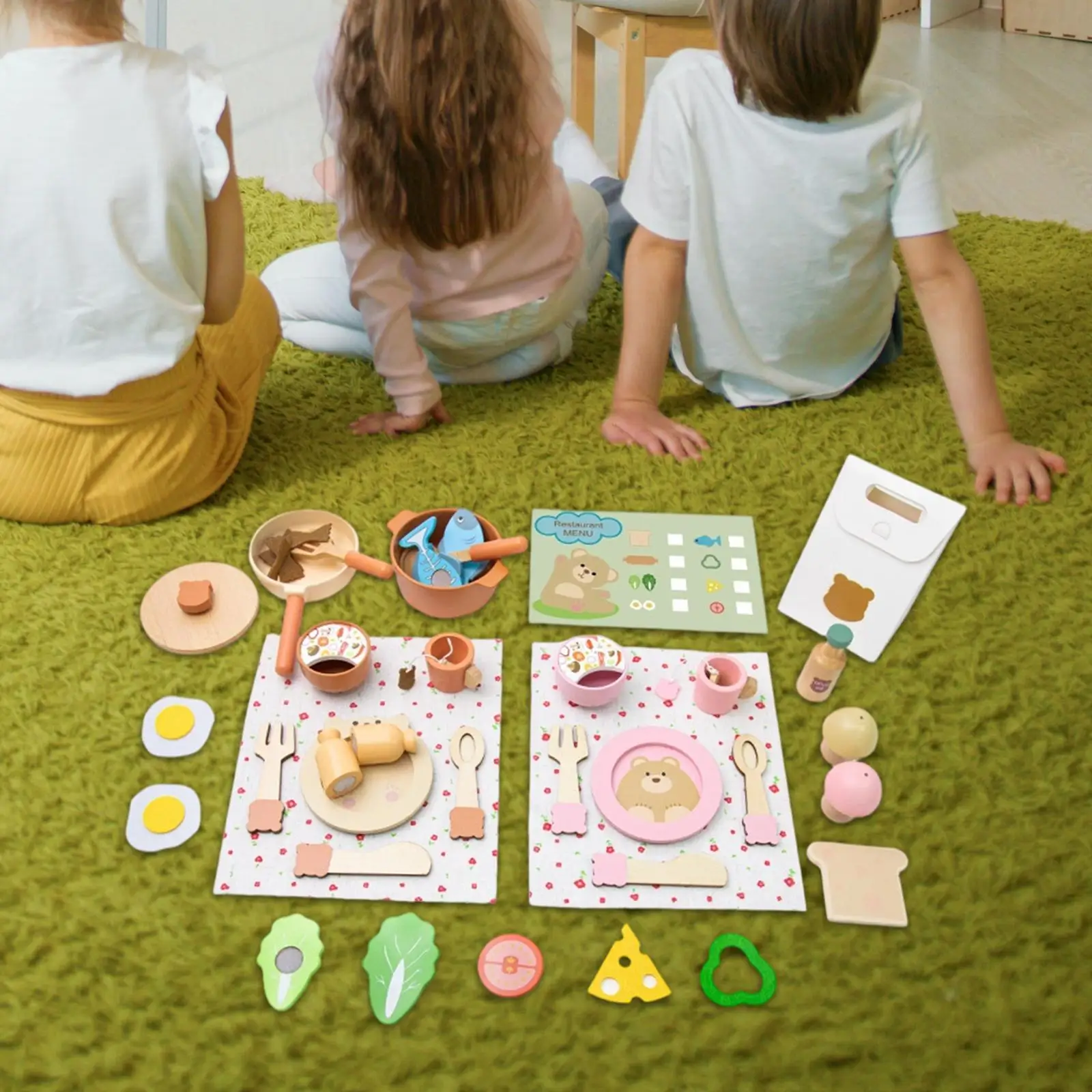 

Детский кухонный игровой набор: большой деревянный игровой набор для ролевых игр в повара с посудой и утварью для раннего развития и домашнего использования