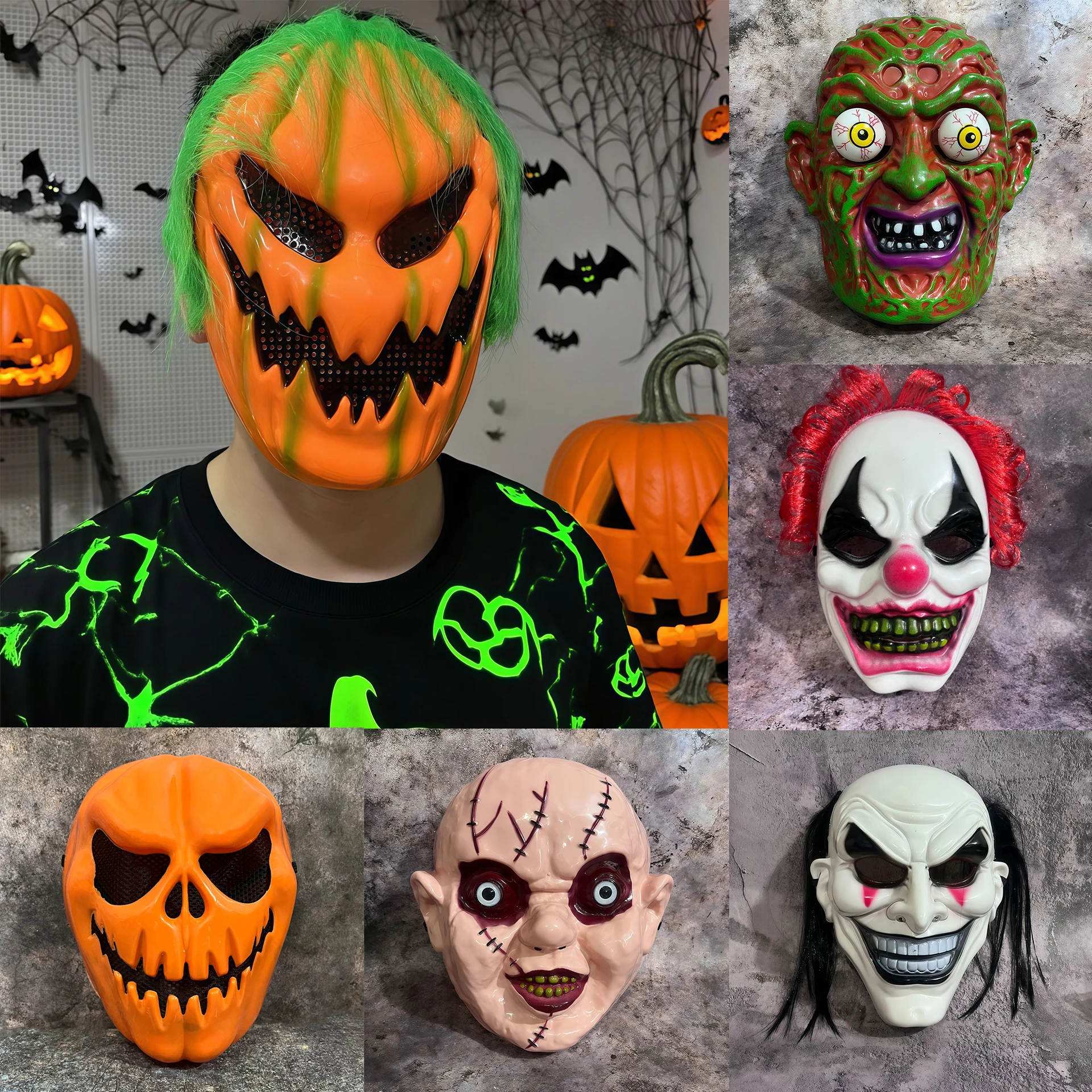 /HTF/Horror Devil Mask Pumpkin Mask Funny Cosplay Roleplay Mask Demon Terror Carnival Party Costume Props Halloween