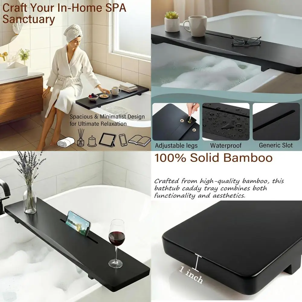 

Роскошный бамбуковый поднос для ванной, регулируемый органайзер для ванны (35 регулировок), аксессуар для ванной комнаты в стиле спа, идеально подходит для женских процедур, подарок на новоселье