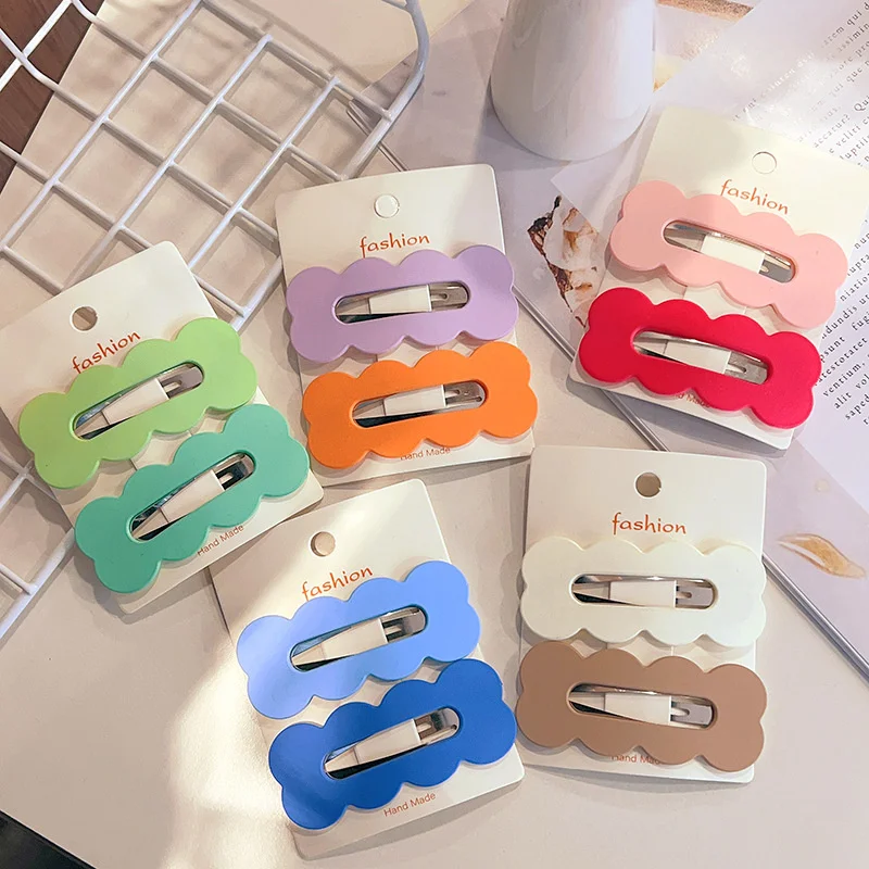 

2Pcs/set New Rectangular Wave Candy Color BB Clip Candy Color Versatile Hairpins Sweet Girl Bang Side
