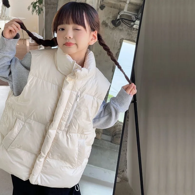 Boys Girls Vests Winter Coat Autumn Outside Bottoming Shirt Baby Down Cotton Undershirt Children Spring Clothes 4-12 Year