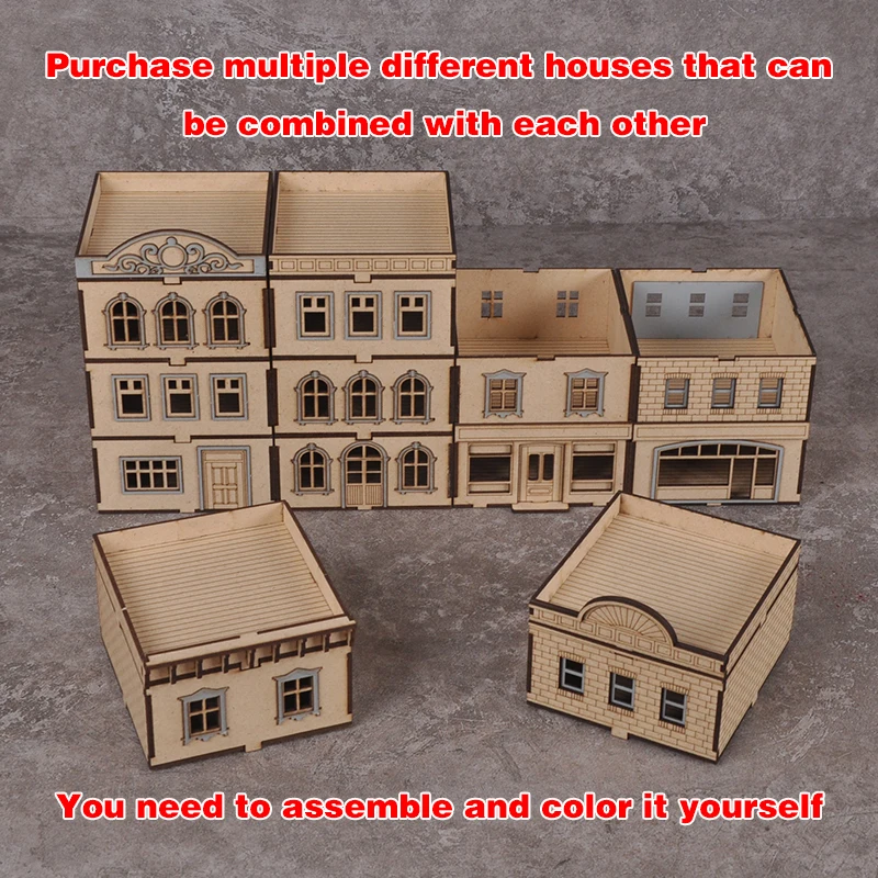 Architekturmodell-Bausatz Miniatur-Sandtisch Europa Gebäude Haus Laden Einfamilienhaus Diorama Maßstabsmodell-Set 1/72 – Detail 1