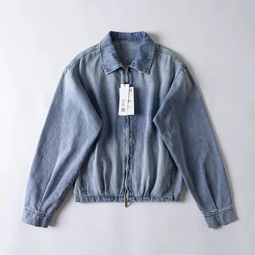 2026 Winter New Men's Washed Long-Sleeve Denim Jacket American Retro Fashion Trendy High Street Casual Loose Simple Men's Top