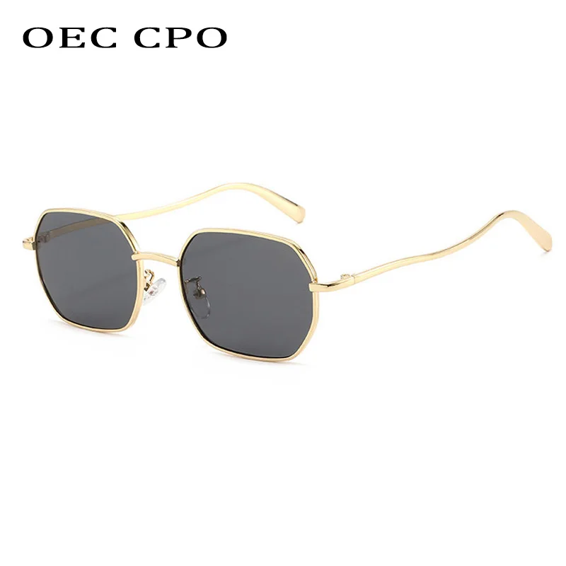

OEC CPO Fashion Polygon Sunglasses Women Retro Metal Frame Square Shades UV400 Sun Glasses Female Punk Men Eyewear gafas de sol
