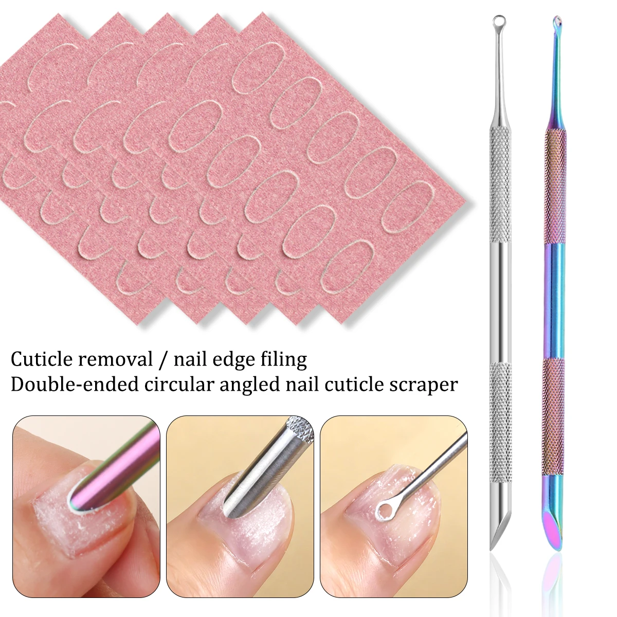 Nagelhautentferner-Gabel, ultradünner Nageltrimmer, Hufeisen-Nagelhautschieber aus Stahl, Nagelhautentferner aus Edelstahl