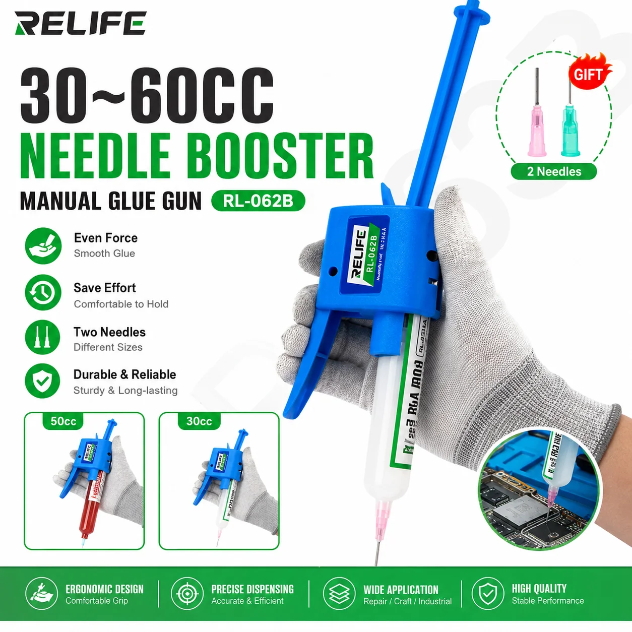 Hot sale  Manual Glue Gun Needle Booster for 30CC~60CC Syringe Oil Solder Paste UV Solder Mask Oil Structural Adhesive 50CC