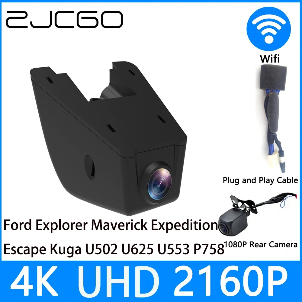 

ZJCGO Dash 4K UHD 2160P Recorder DVR Night Vision Parking for Ford Explorer Maverick Expedition Escape Kuga U502 U625 U553 P758