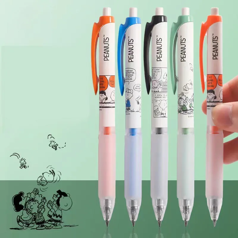 Criativa Snoopy Press Caneta Gel, Bonito Tinta Preta, Canetas Neutras, Escritório e Material Escolar, Brinde Promocional, 0,5mm, 24Pcs por lote