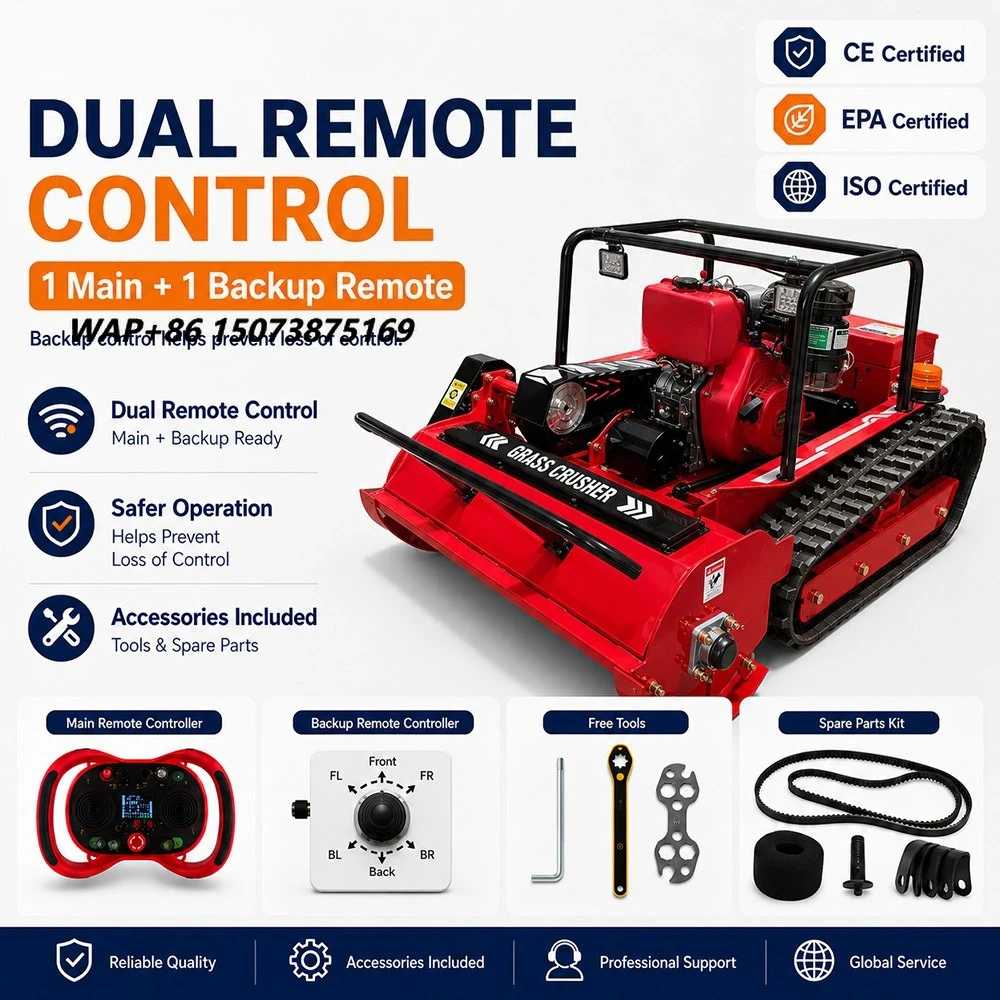27HP Heavy Duty RC Flail Mower Tracked Remote Control Lawn Mower 1000mm for Thick Bush Solar Farm with CE EPA