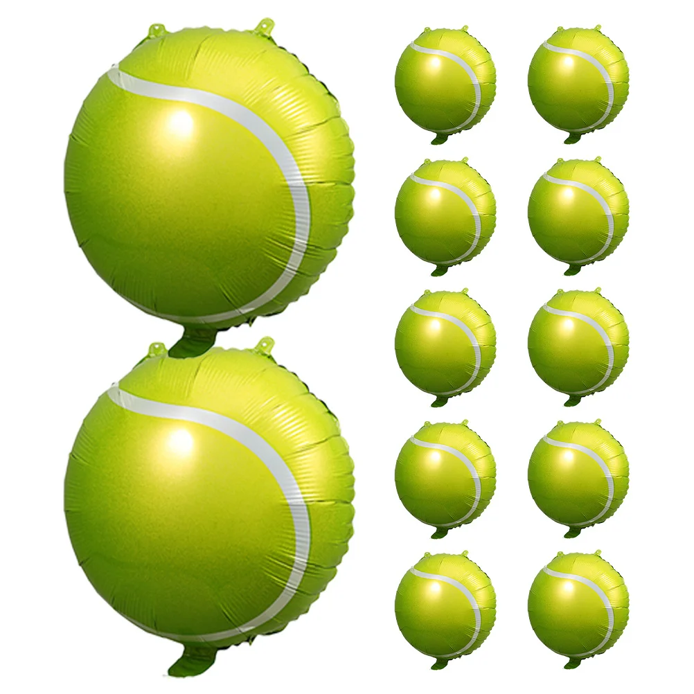 

12pcs Tennis Balloons Large Inflatable Foil Ball Decor For Birthday Party Sports Theme Hangable Pendants Favors Pool Beach