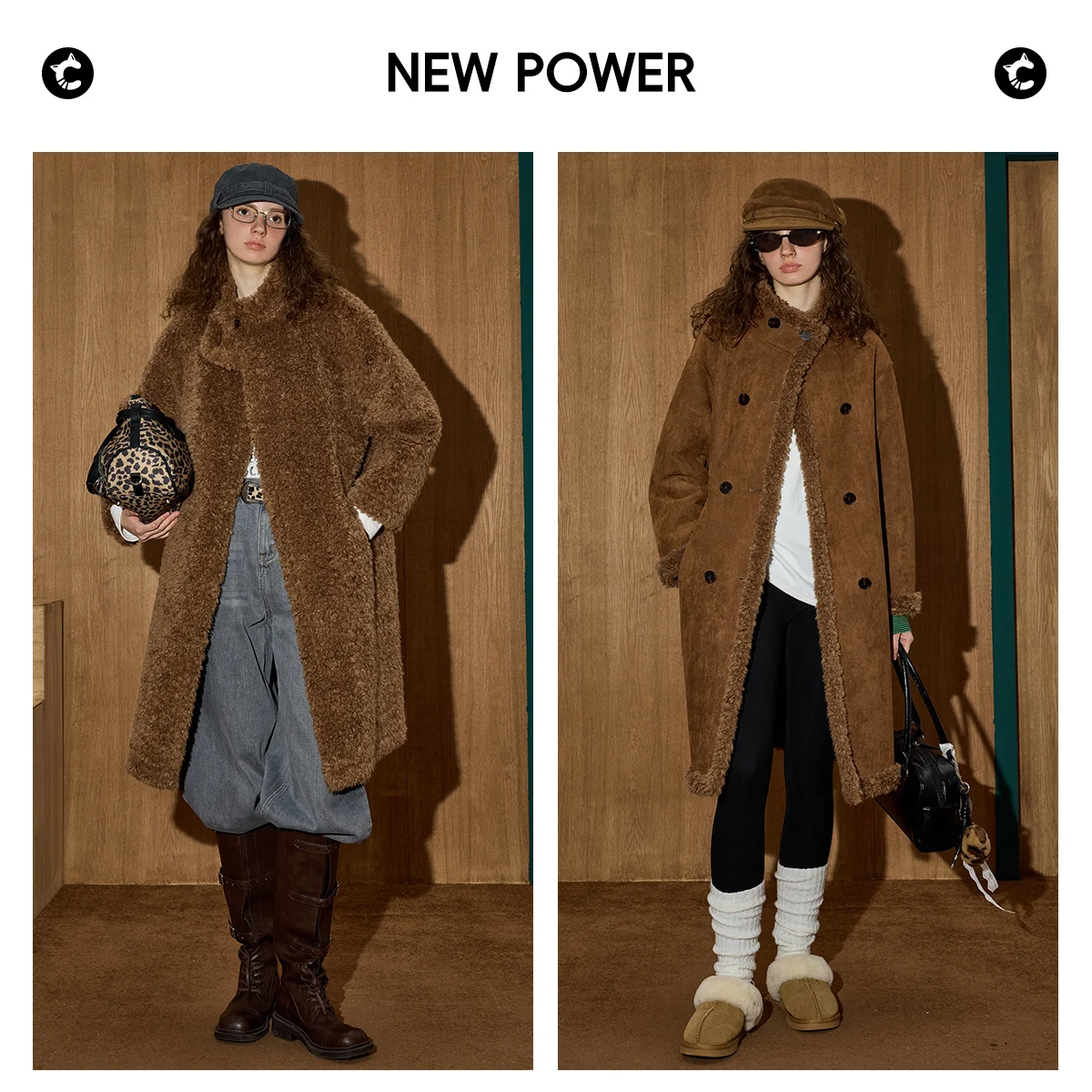 معطف COOLHUT Maillard ذو وجهين من الفرو الصناعي معطف شتوي كبير الحجم متوسط الطول معطف تبديل ثنائي الارتداء ملابس خارجية فاخرة ذات لون محايد