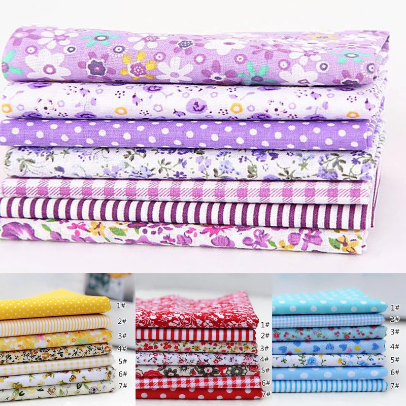 7Pcs 25x25cm Colored Cotton Printed Fabric Patchwork DIY Sewing Quilting Accessories Needlework Floral Cloth Crafts Material