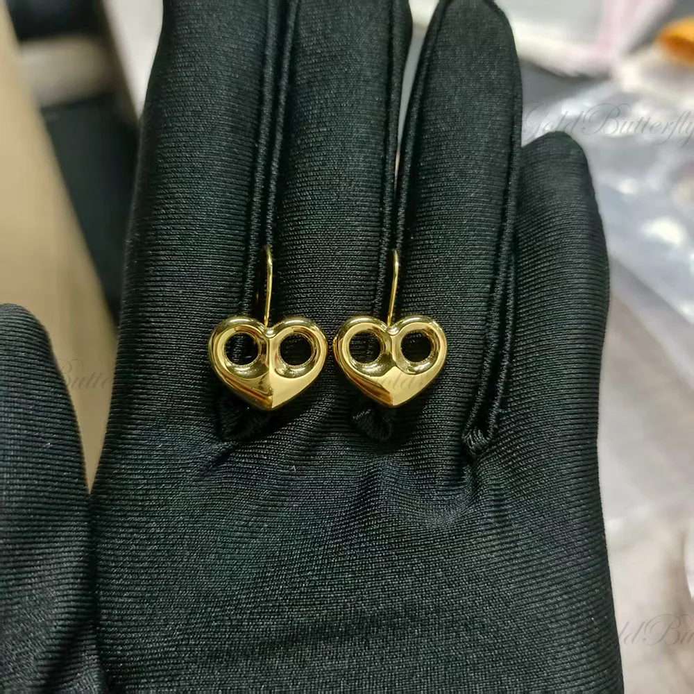 GoldButterfly Custom Heart Earrings 3D Mini Heart Drop Earrings Personalized Dainty Jewelry for Women Birthday Valentine Gift