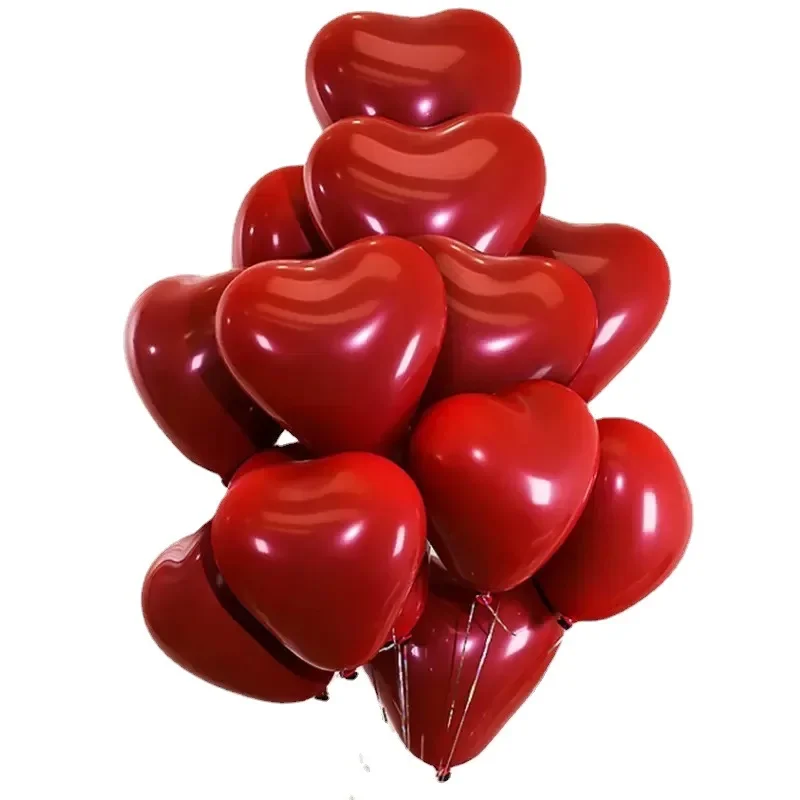 Wedding balloons, wholesale of wedding balloons, double-layer pomegranate red heart shaped balloons, love balloons, wedding room image 3