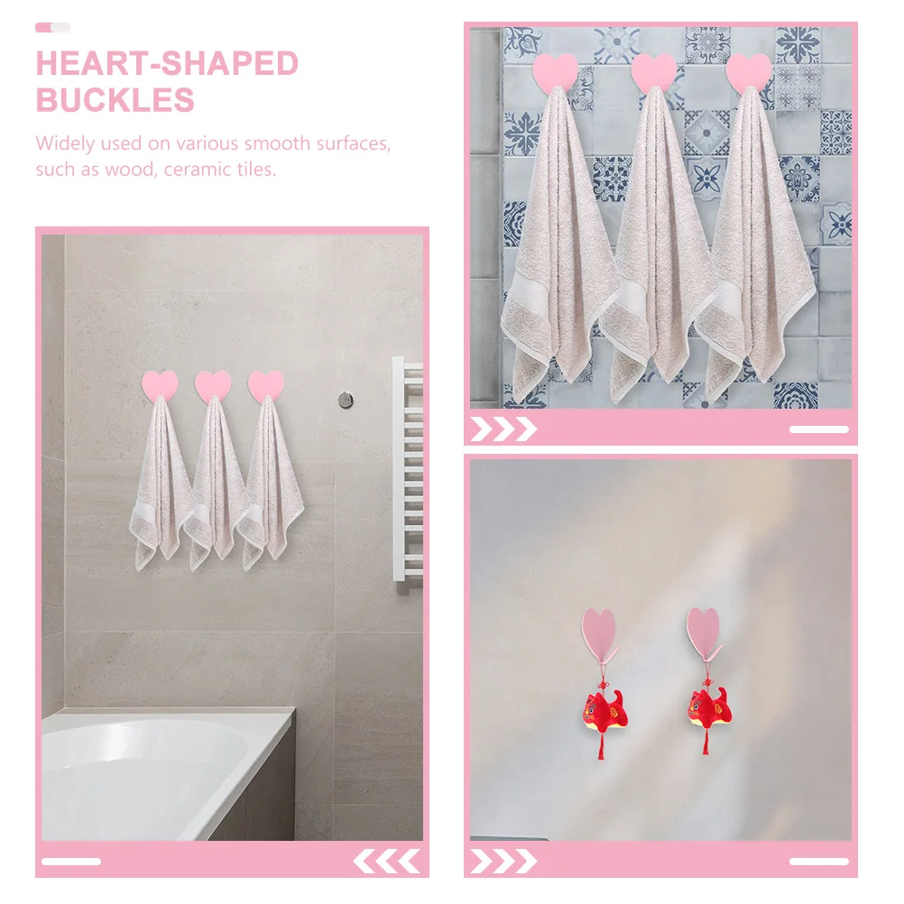 

20pcs Heart Hooks Stainless Steel Wall Mount Bathroom Decorative Hangers Heart-Shaped Hooks Practical Accessories Gifts