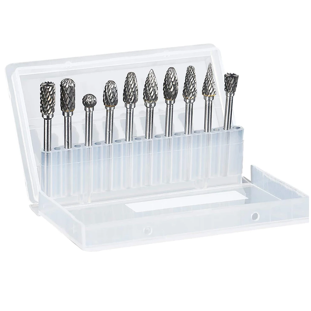 10 STKS Carbide Burr Set Compatibel met Dremel 1/8 "Schacht Stiftslijper Rotary Tool Rasp Bits Hout Metaal Carving Elektrisch Slijpen