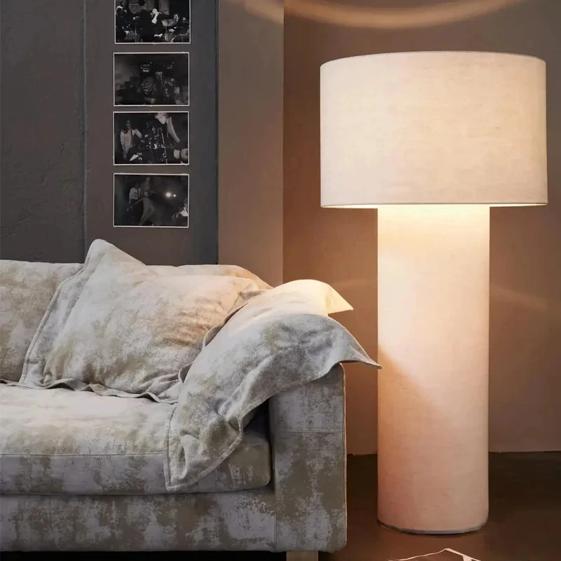 Nordic Led lampy podłogowe tkanina rurowa światło podłogowe designerska Sofa do salonu narożna sypialnia nocna postmodernistyczne oświetlenie stojące