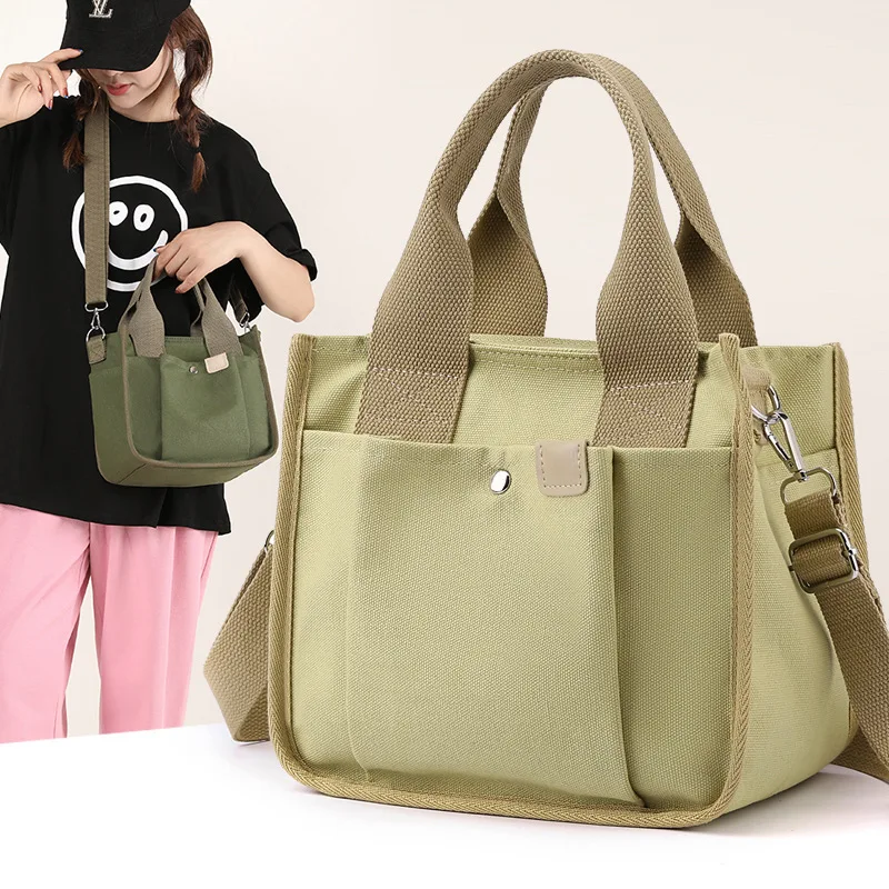 

2026 New Canvas Tote Bag for Women – Japanese Style Casual Shoulder Bag, Simple Everyday Handbag with Top Handles