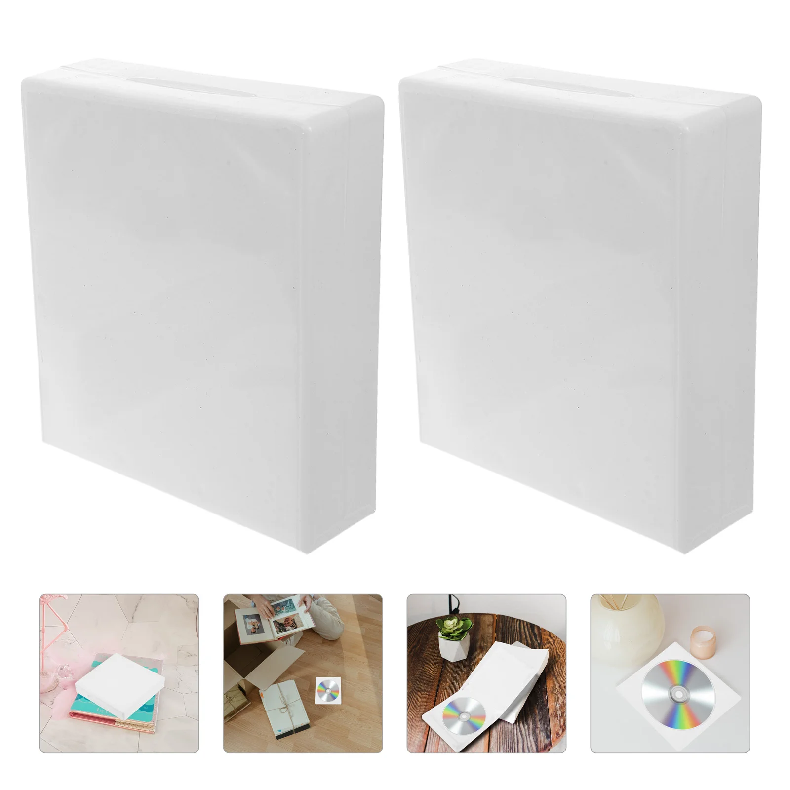 

2Pcs Disc Storage Box White 24-Slot Dvd Holder Sturdy Plastic Case for Home Office School Use Dvd Storage Organizer