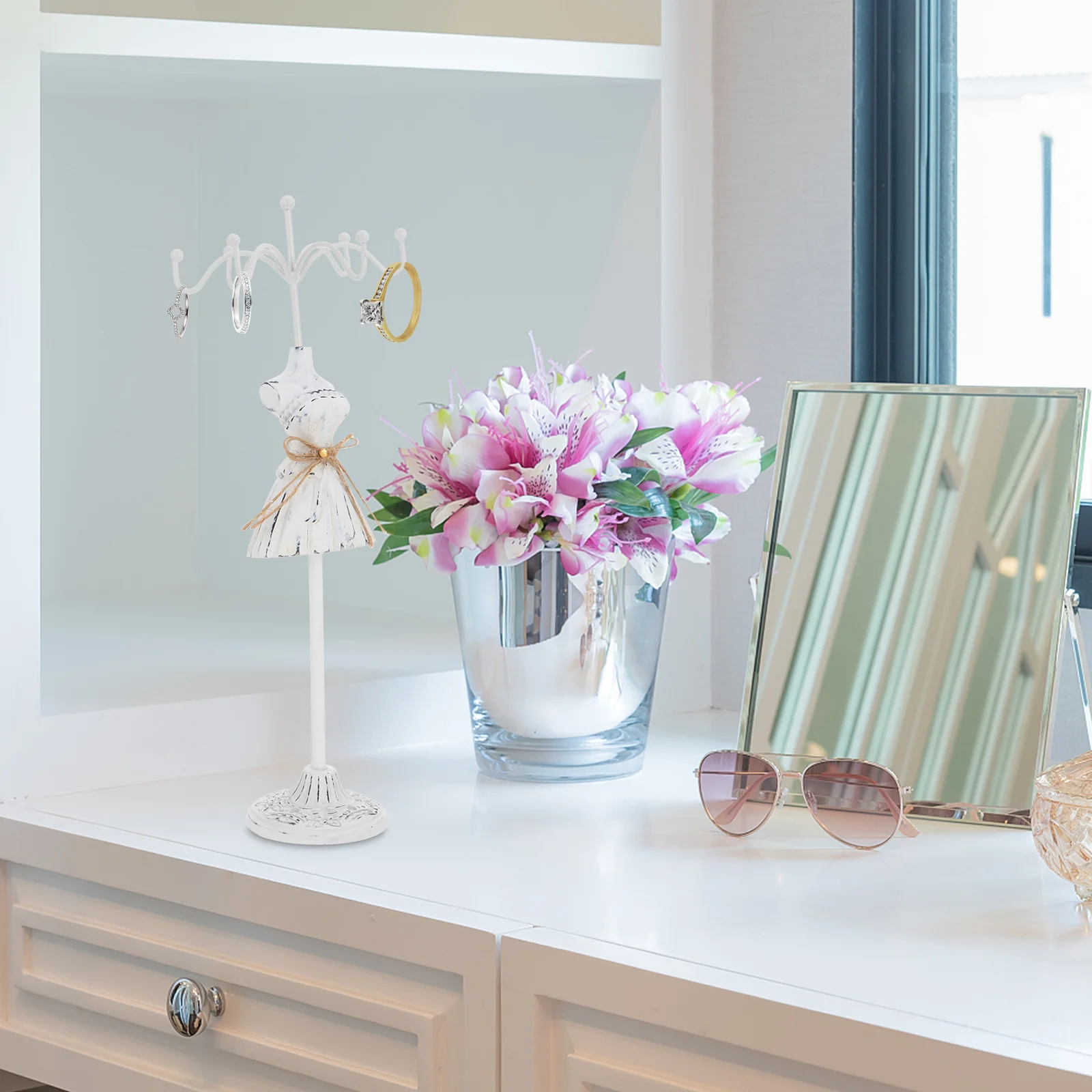 

1 шт., вращающийся органайзер для ювелирных изделий, стойка для ожерелья, сережек, полка для хранения, простой дизайн, подарок на день рождения, годовщину, день Святого Валентина