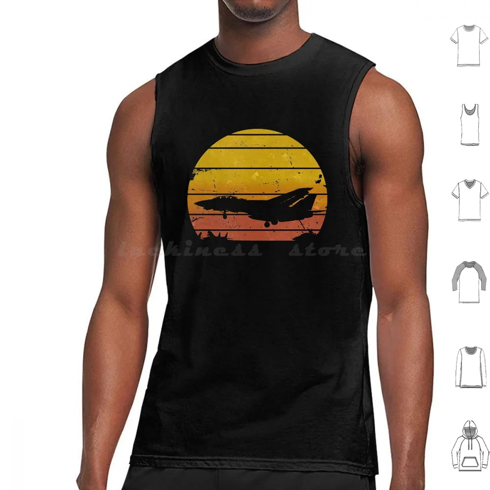 F-14 Sunset Trap F-14 Tomcat Jet Fighter Vintage Design Tank Tops Print Cotton F 14 Grumman Tomcat Navy Marines Carrier