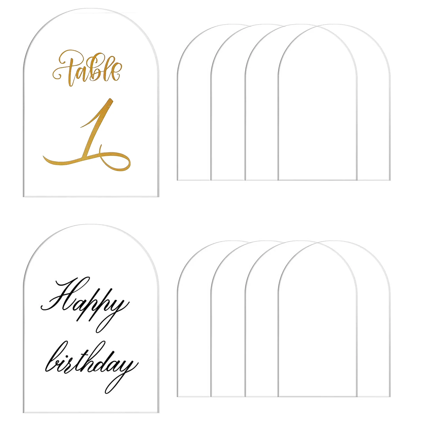 

Blank Clear Arch Acrylic Table Card for Table Numbers, Wedding Signs, Events& Parties Centerpieces Decor, Bar List Menu Sign