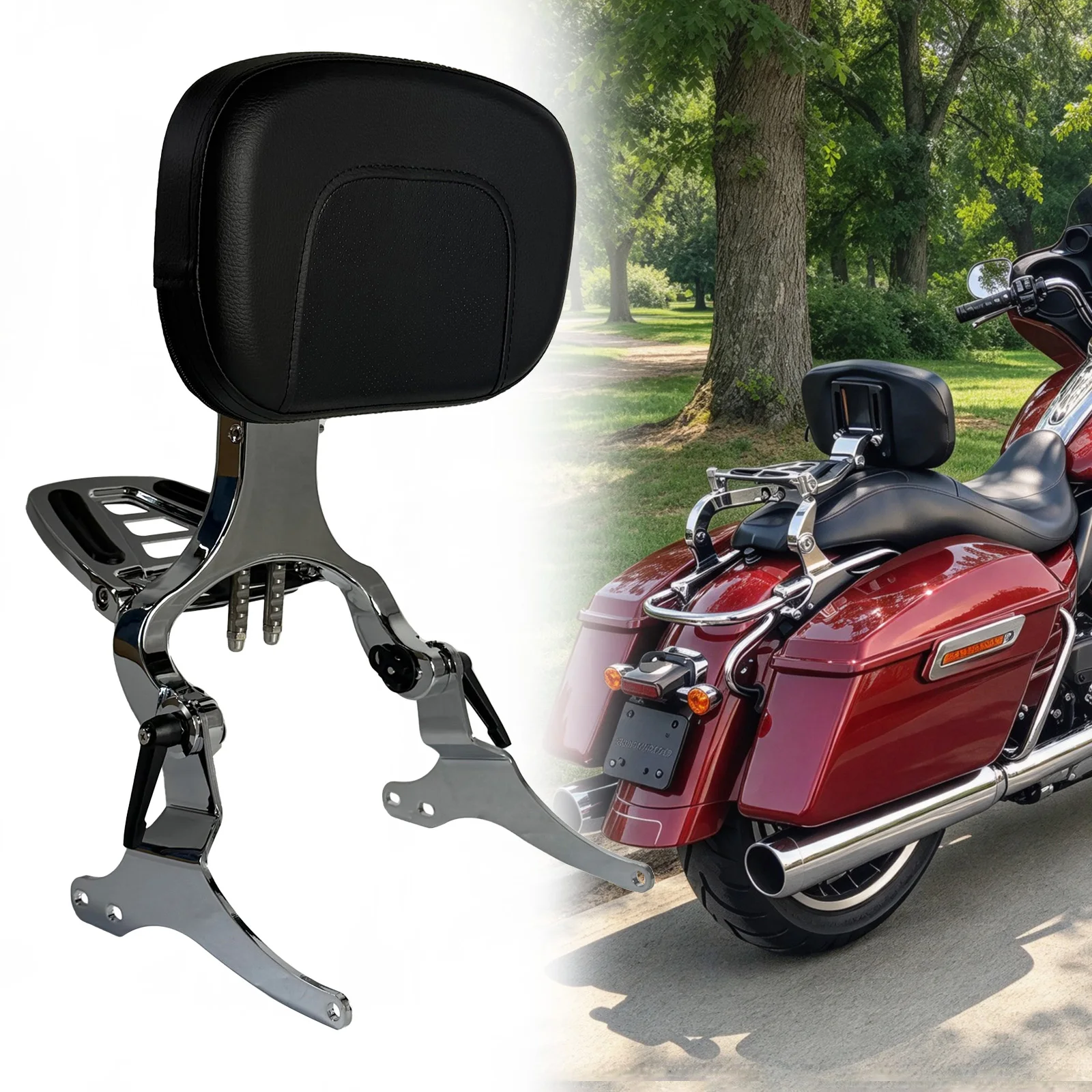 Multi-Purpose Driver Rider Passenger Backrest Sissy Bar for Harley Touring 1997-2008 Road King Street Glide Electra Ultra CVO