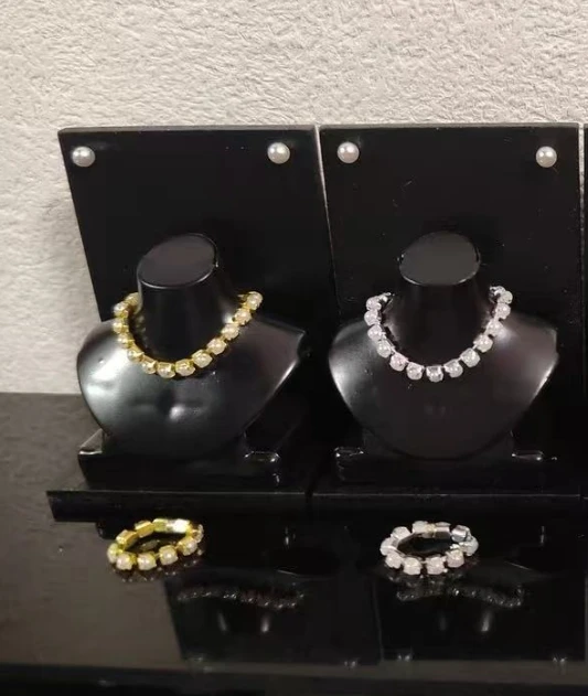 NONE 1:6 Puppe Mini Schmuck Ohrring Halskette Set für Puppe dekorativ, Miniatur Kristall Diamant Halskette Ring Puppe Geschenk Zubehör 9