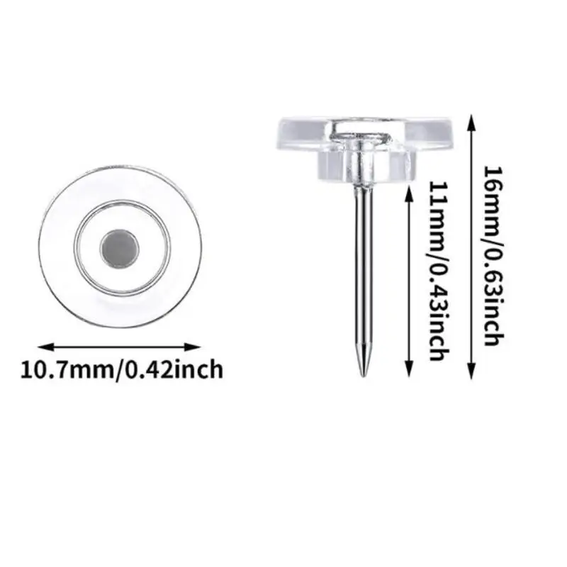 Chinchetas de empuje transparentes, tachuelas de pulgar, mapa de corcho, tablero de dibujo, foto, tachuelas de pared, suministros escolares de oficina, 50 unids/lote por caja