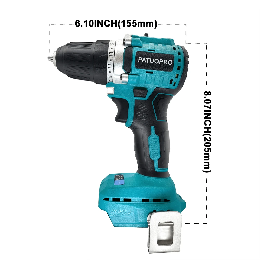 10mm Compact Cordless Electric Drill Multi-function 2-Speed Brushless Hand Driver Drill Power Tools For Makita 18V Battery