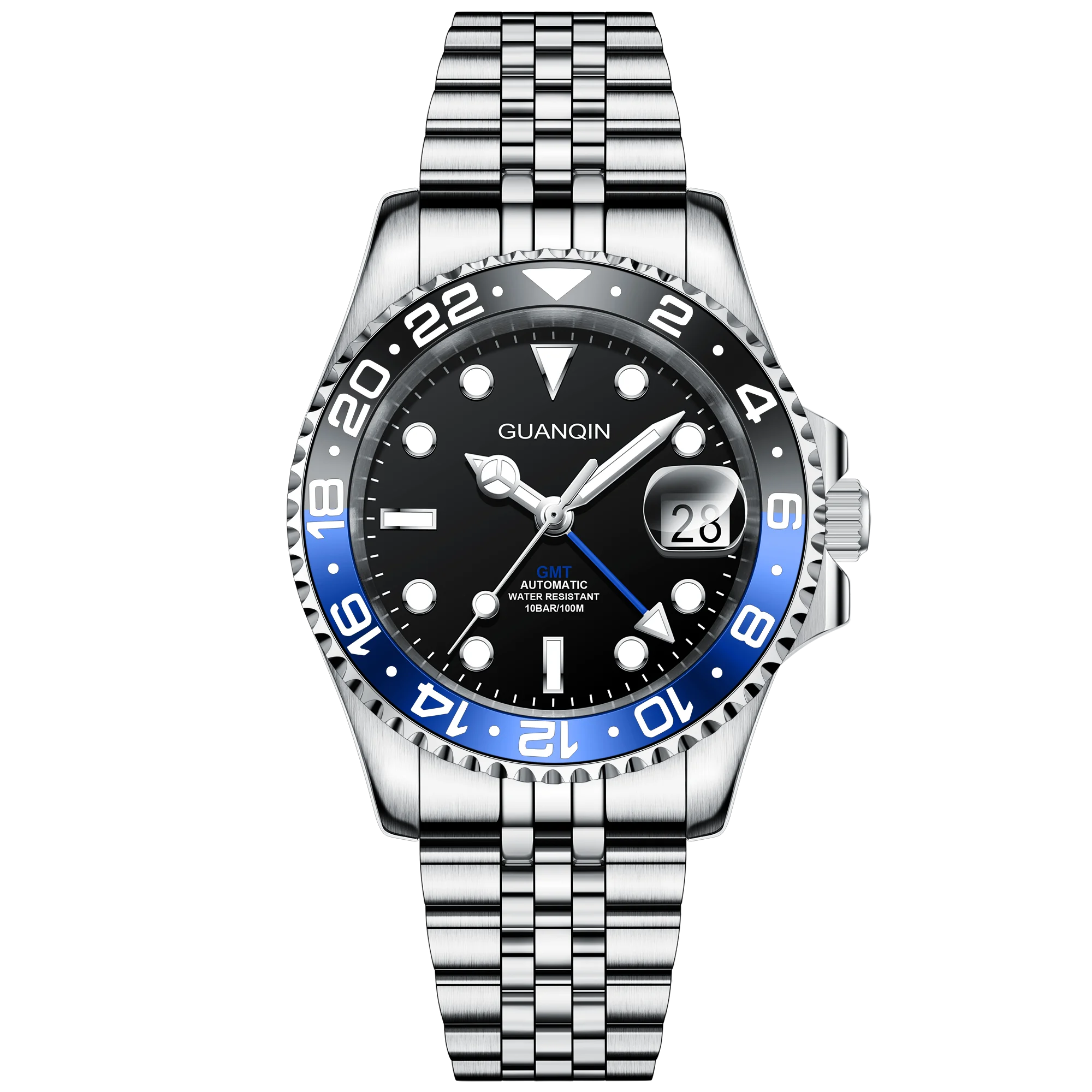 Imagem -04 - Guanqin-gmt Relógio de Pulso Mecânico Masculino Relógio Automático de Luxo ar Sapphire Glass Aço Inoxidável 100m à Prova Dágua Novo 2023