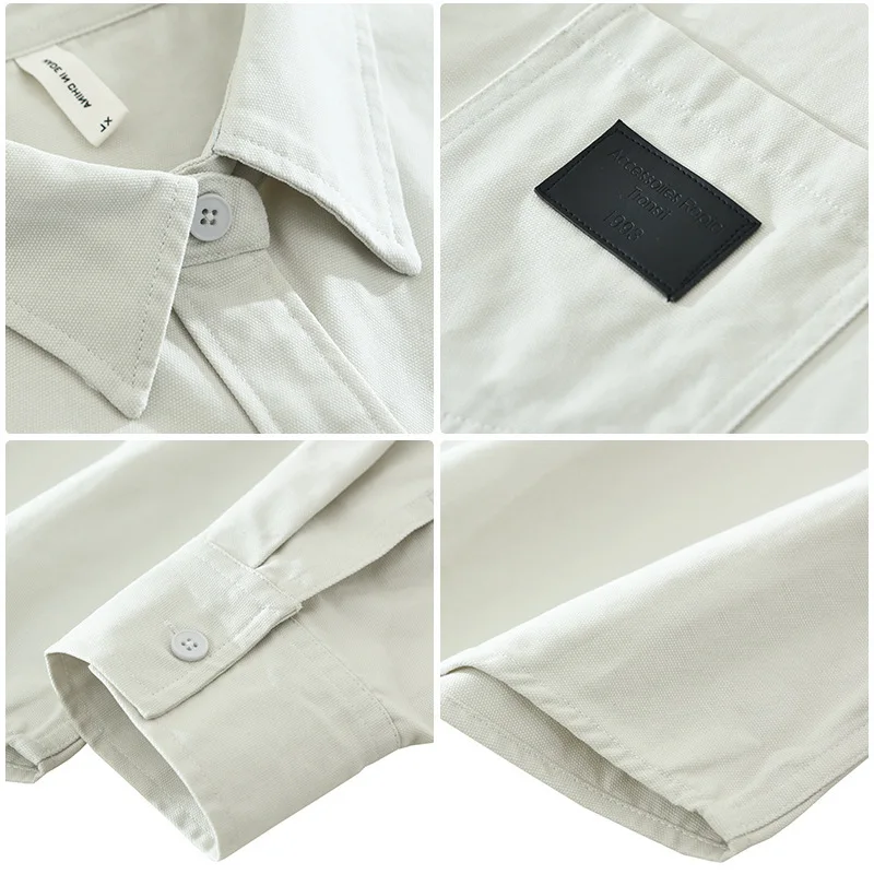 

Абрикосовая рубашка в японском стиле, мужские весенние новые повседневные рубашки с длинными рукавами, мужские рубашки из 100% хлопка, дизайнерские рубашки с карманами в стиле пэчворк