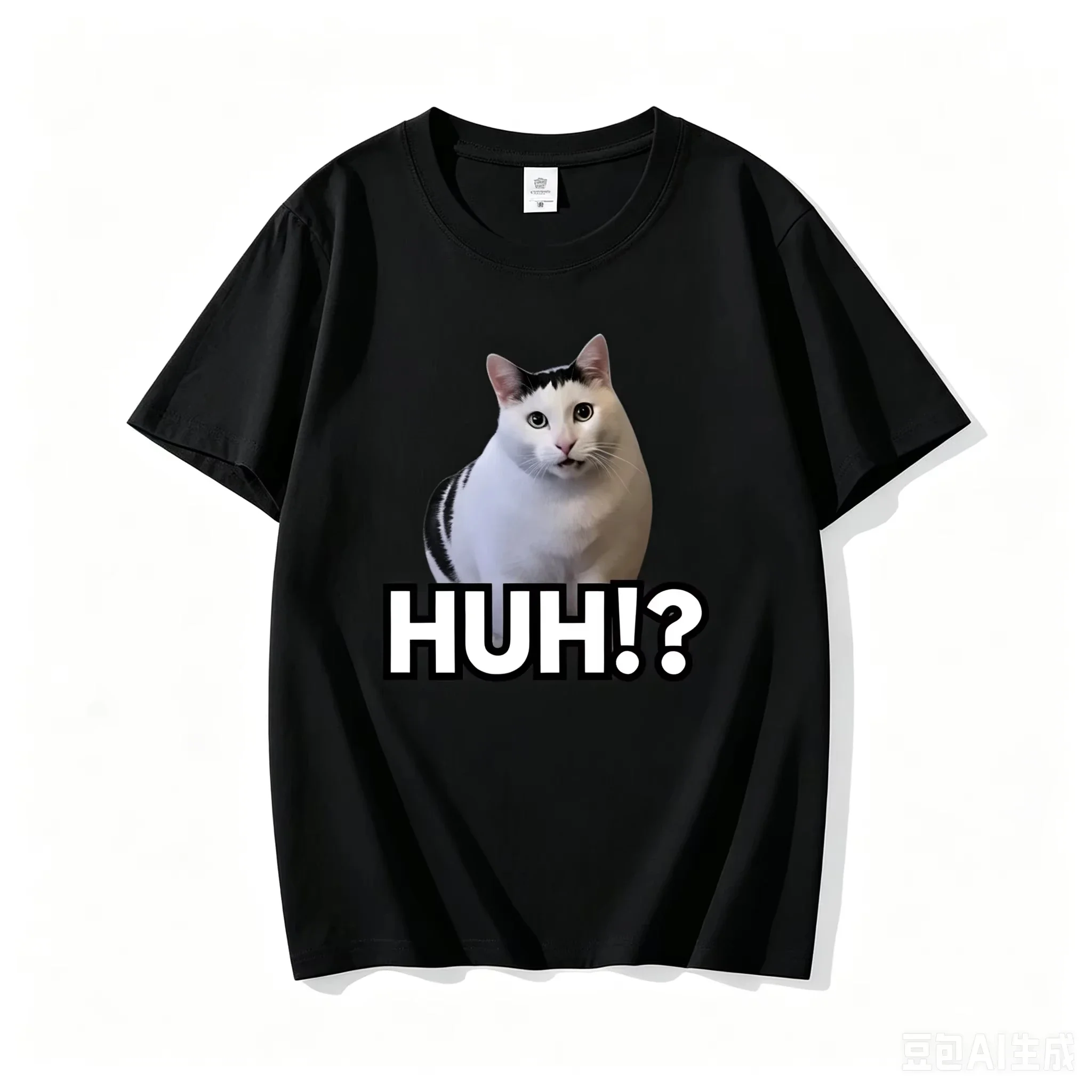 Huh Confused Surprised Cat Child T Shirt Summer Short Sleeve Casual Funny Animal Print Daily Basic Streetwear Tee