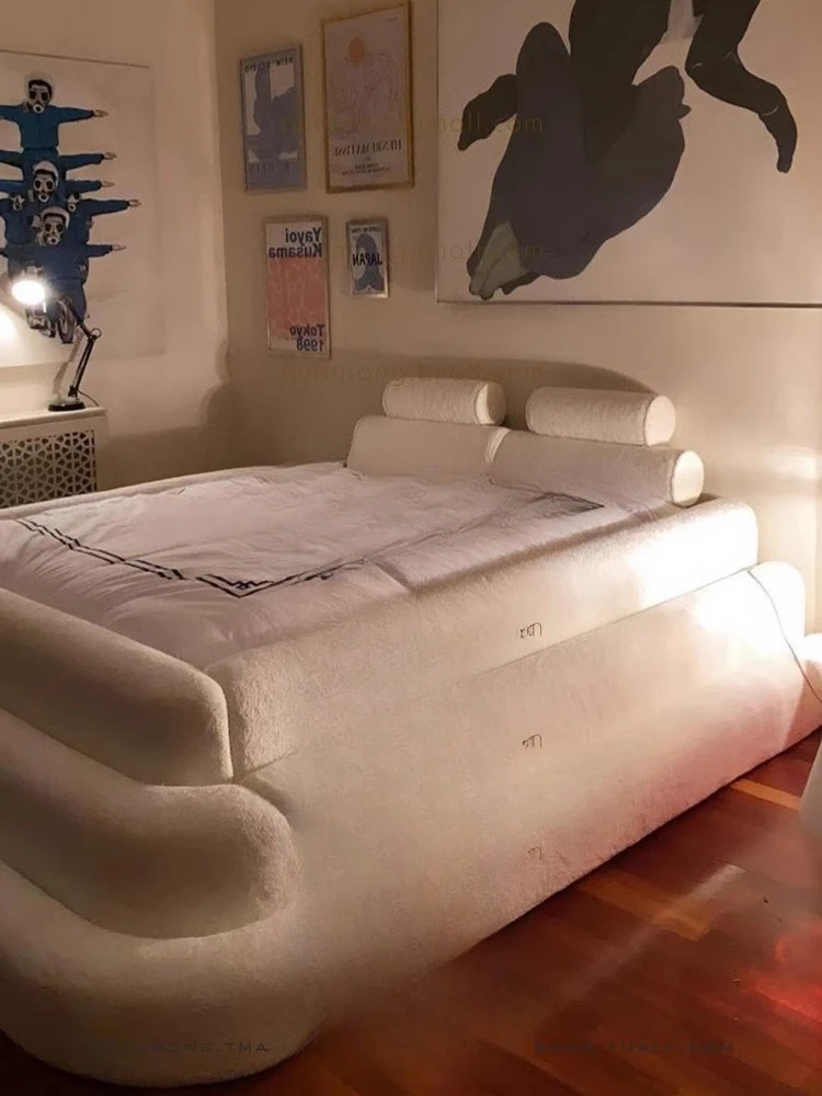 Nordic light luxury modern, simple cream bed