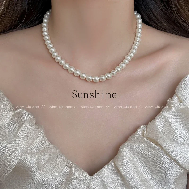 Magnetic Pearl Necklace Accessories Women's Niche Clavicle Chain Necklace