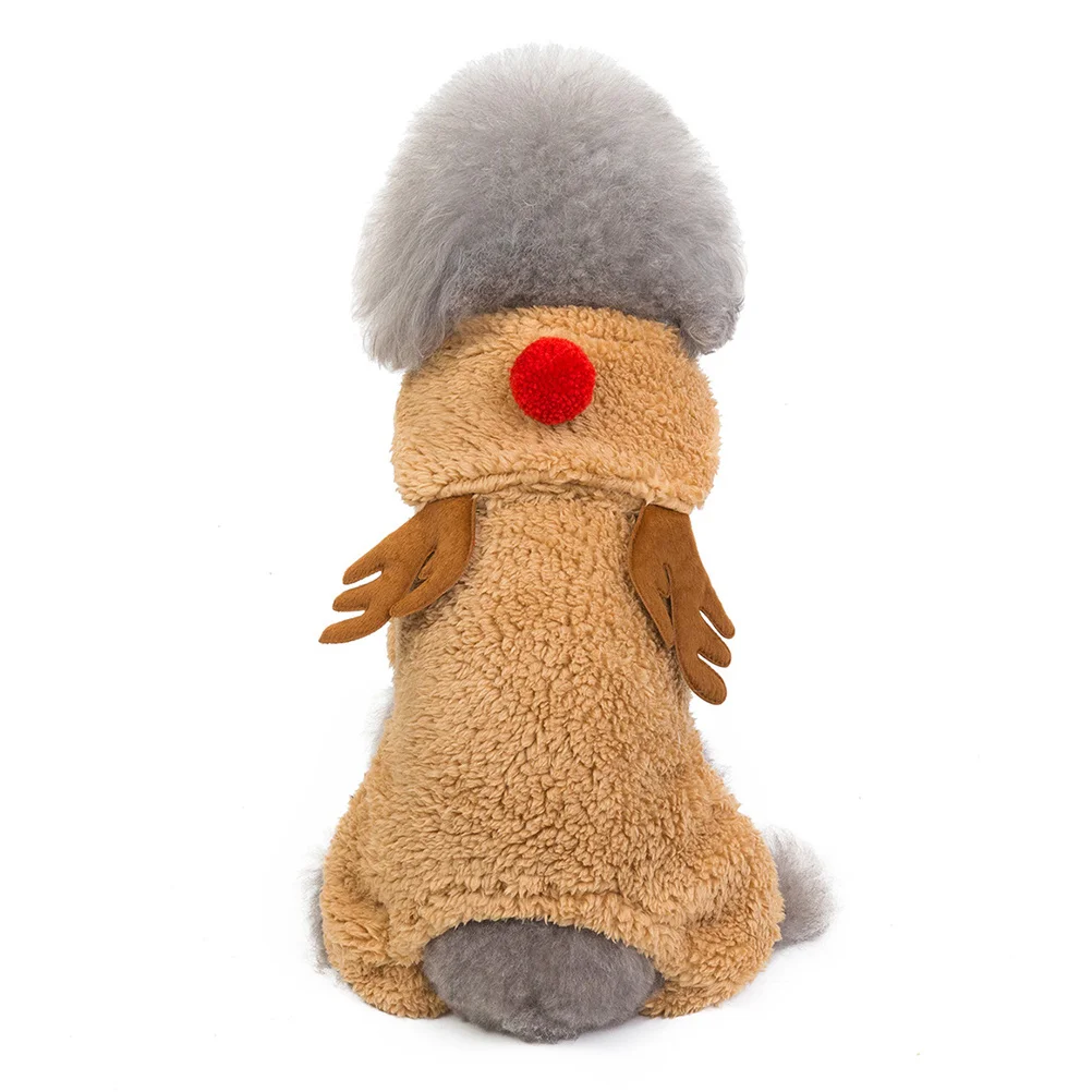 

Small Dog Clothes Christmas Deer Brown Size M Warm Cotton Pet Winter Coat Soft Comfortable Dog Clothes for Walking Jogging