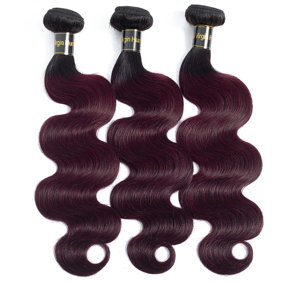 QT Ombre Hair Bundles Human Hair Body Wave Peruvian Body Wave Ombre 1B/ 99J Wine Red Remy Ombre Hair Bundles Free Shipping