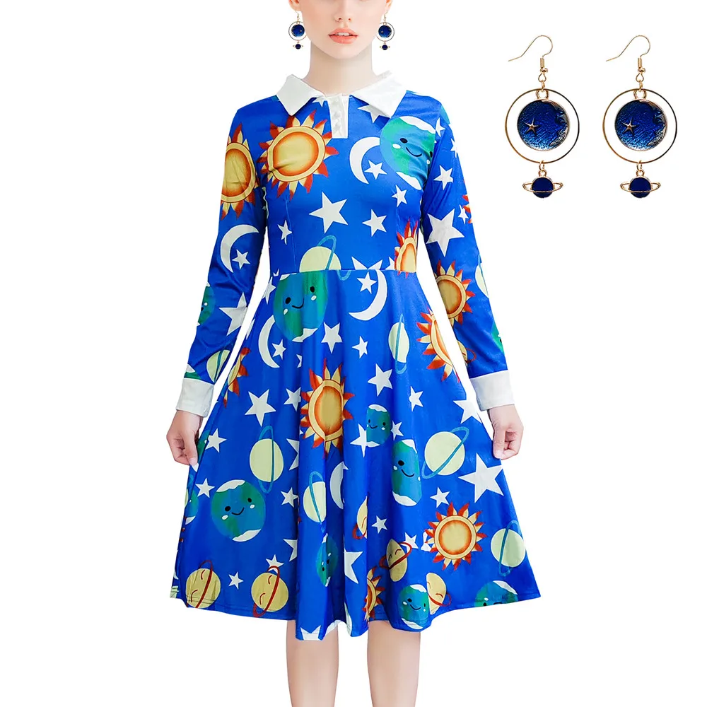 The Magic School Bus Miss Frizzle Costume Teacher Planets Solar System Space Galaxy Ms Frizzle Dress Cartoon Halloween Outfits