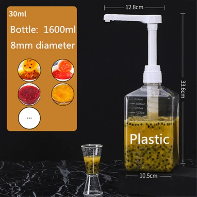 Transparent Coffee Syrup Bee Drip Double Scale Storage Dispenser Pump Bottle Squeeze Milk Bottle Honey Jar Container view 3