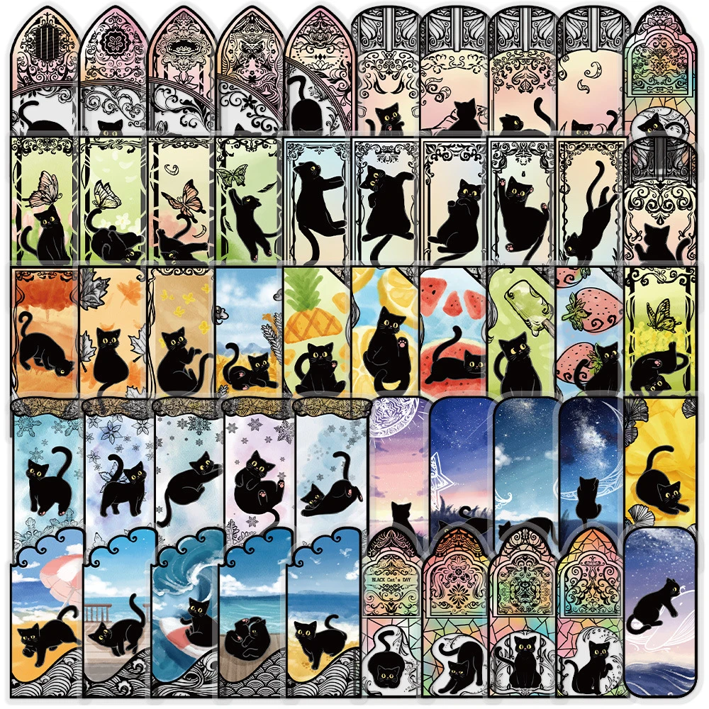 

10/30/50pcs Cartoon Gothic Cat Stickers Cute PET Black Cat Decals DIY Scrapbooking Phone Luggage Waterproof Graffiti Sticker
