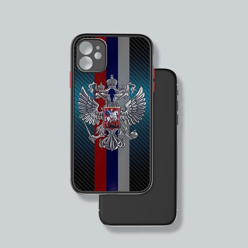 Russia Russian Flags For iPhone 15 14 13 12 Mini 11 XS Pro Max X XR 8 7 6 Plus Frosted Translucent Phone Case Cover