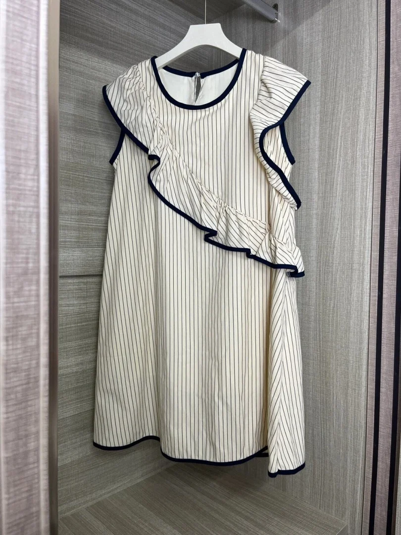 

Новая осенняя женская юбка-миди в полоску Sweet Striped Dr от китайского бренда Do Mei H-Line, элегантный дизайн