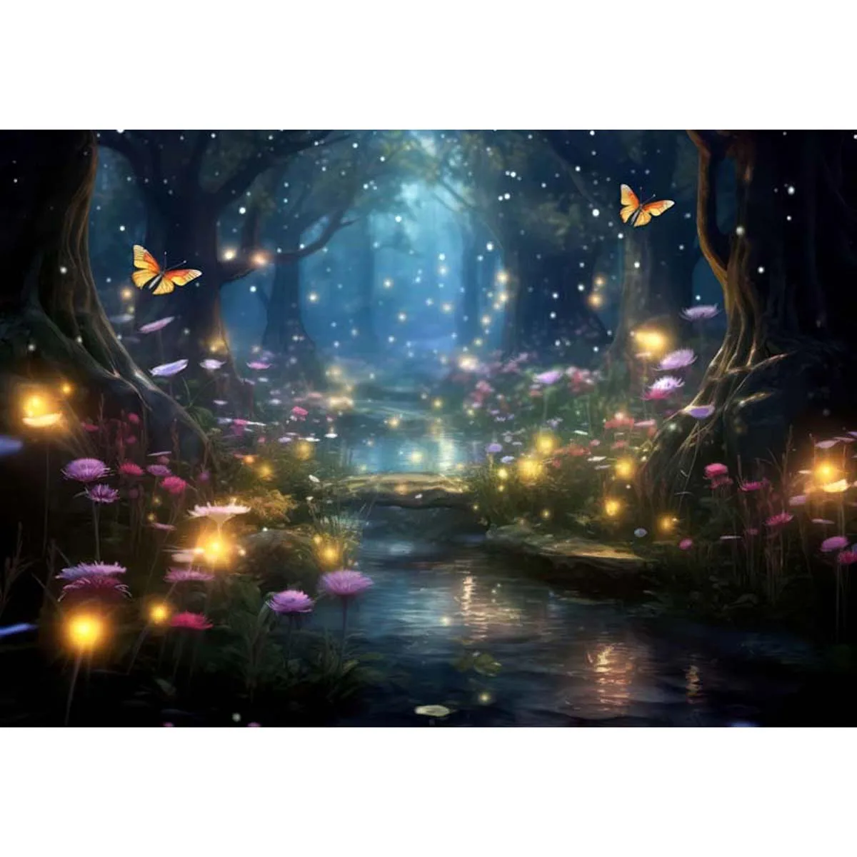 Allenjoy Fairytale Forest Dreamy Butterflies Flowers Backdrop