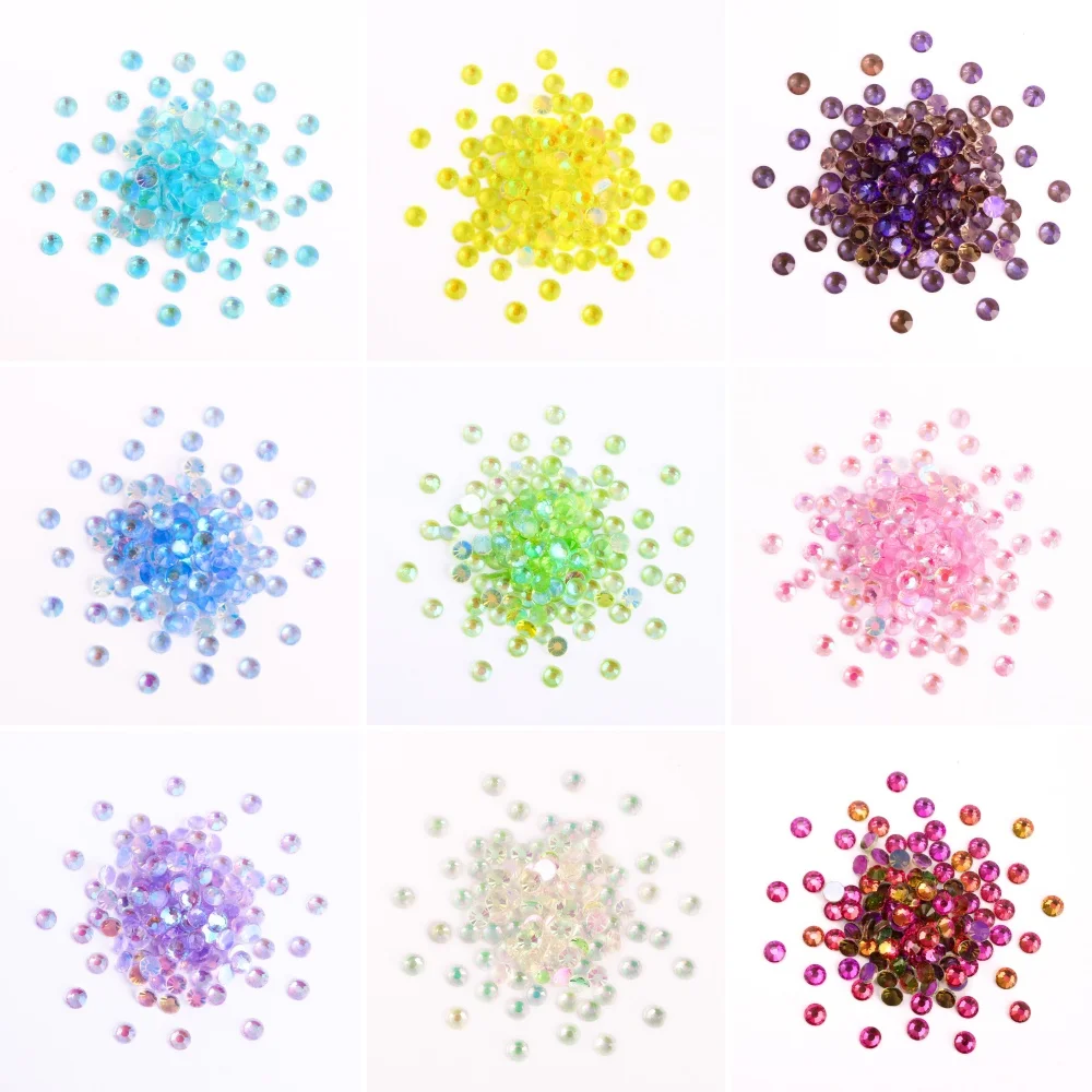 Aurora série 1440 pièces mélange taille ronde verre Flatback strass paillettes colle sur pierres Non correcteurs strass pour bricolage Nail Art