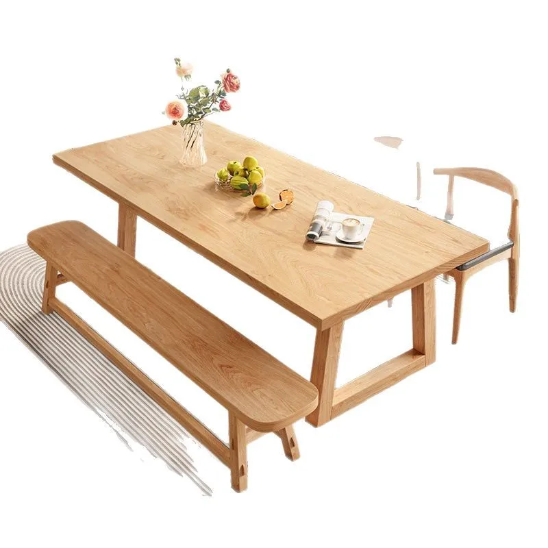 Solid wood dining table rectangular dining table household small apartment dining integrated living room